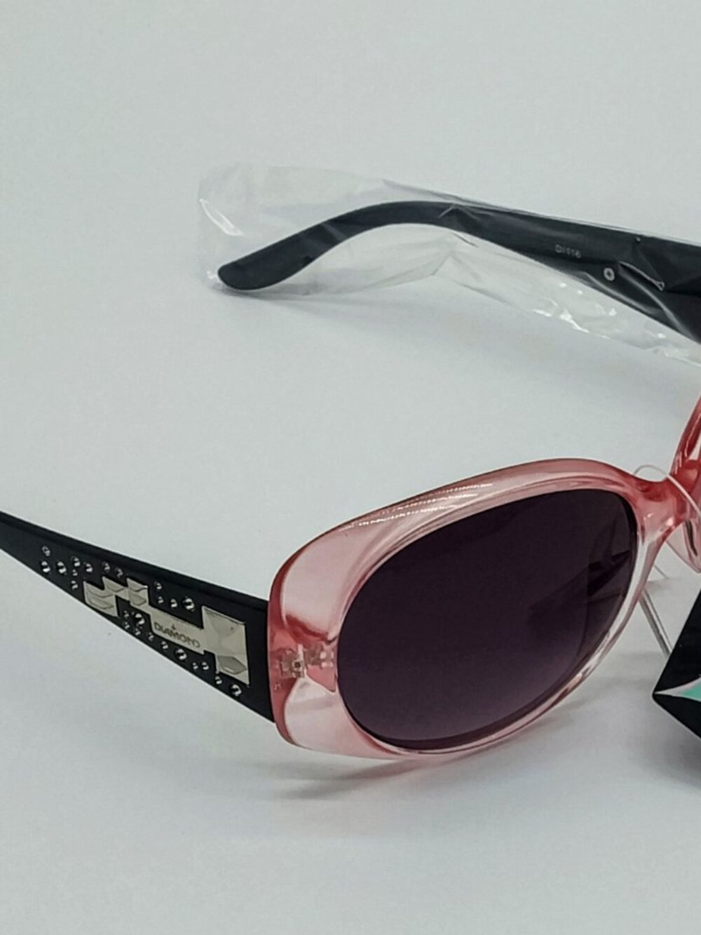 1116-R Diamond Eyewear Vintage Y2K Rose Pink Sunglasses Rhinestone Oversized